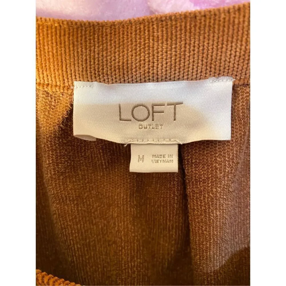 Loft women’s brown, corduroy button, front blouse, fall size medium - Picture 4 of 4
